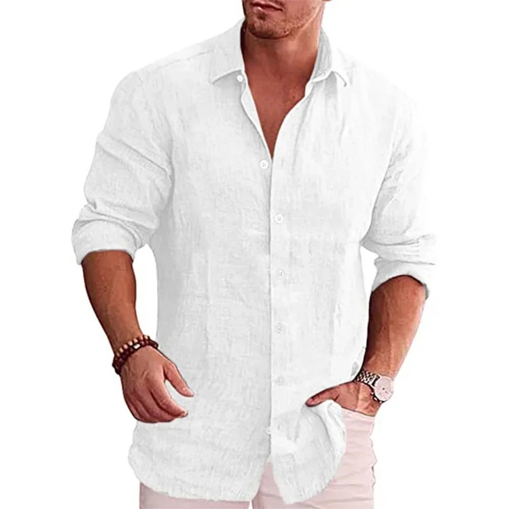 Casual Solid Color Shirt Slim Lapel