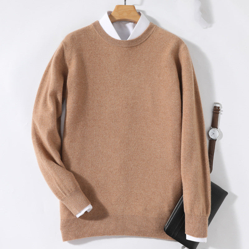 Round neck pure wool padded sweater