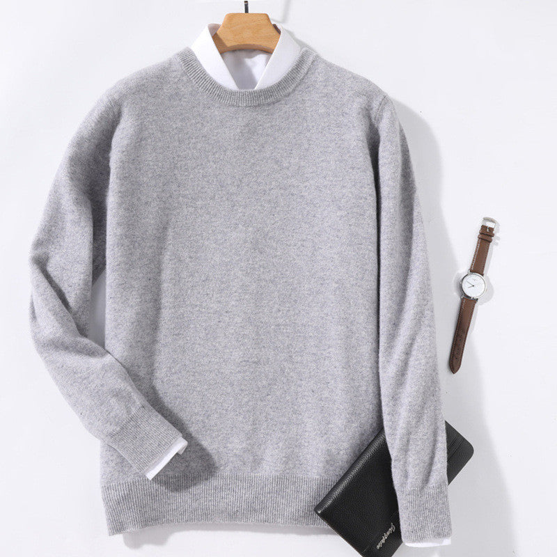 Round neck pure wool padded sweater