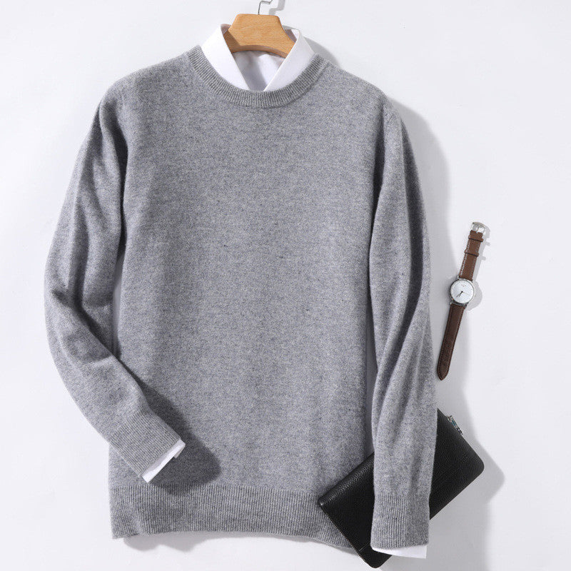 Round neck pure wool padded sweater