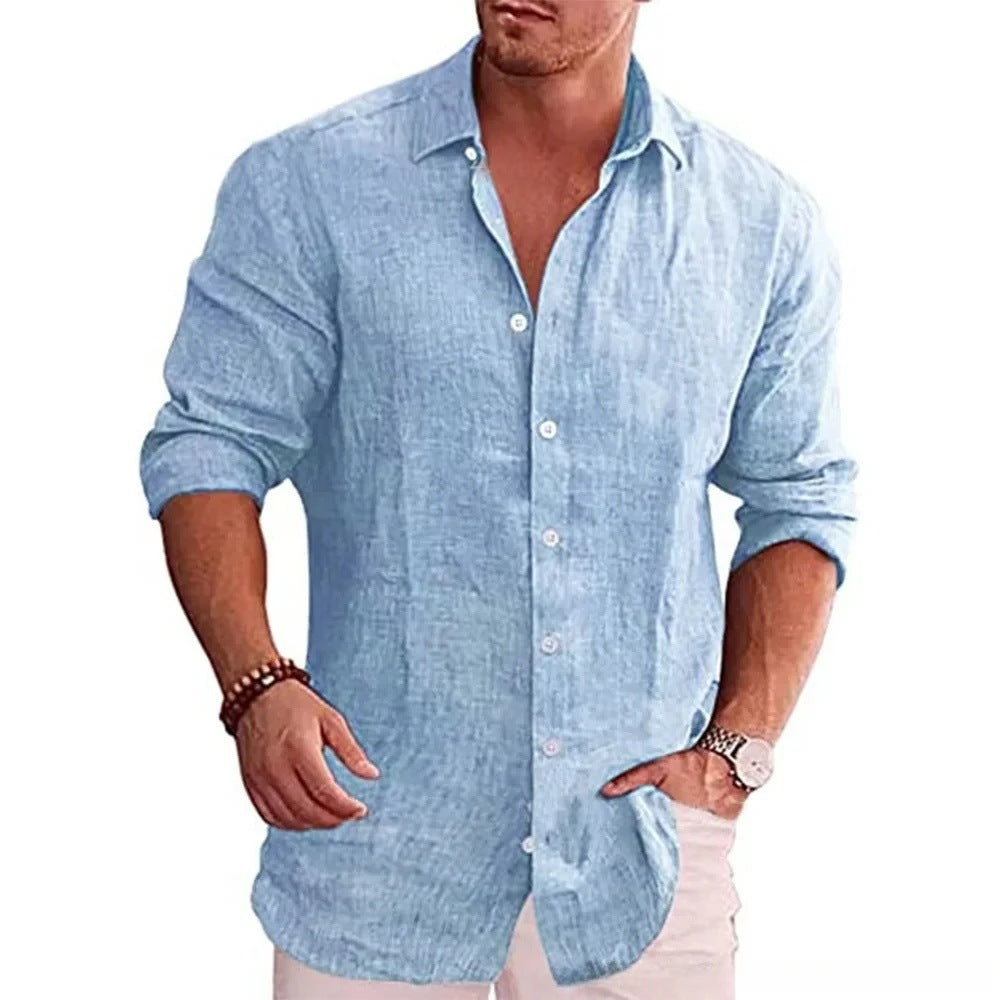 Casual Solid Color Shirt Slim Lapel