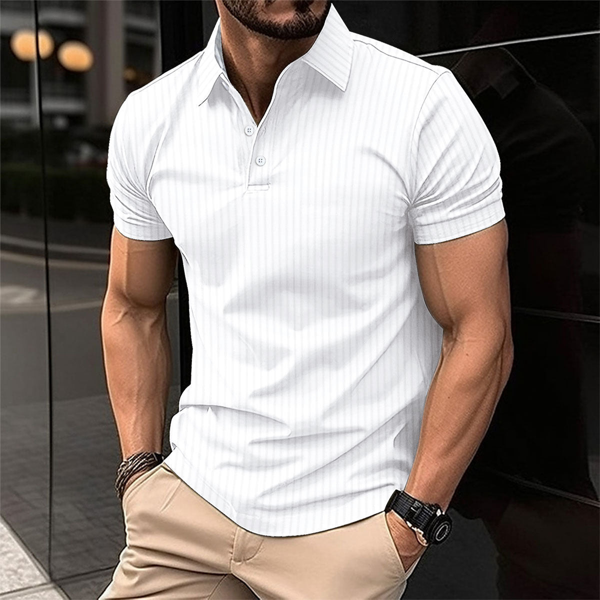 Elastic Vertical Polo Shirt