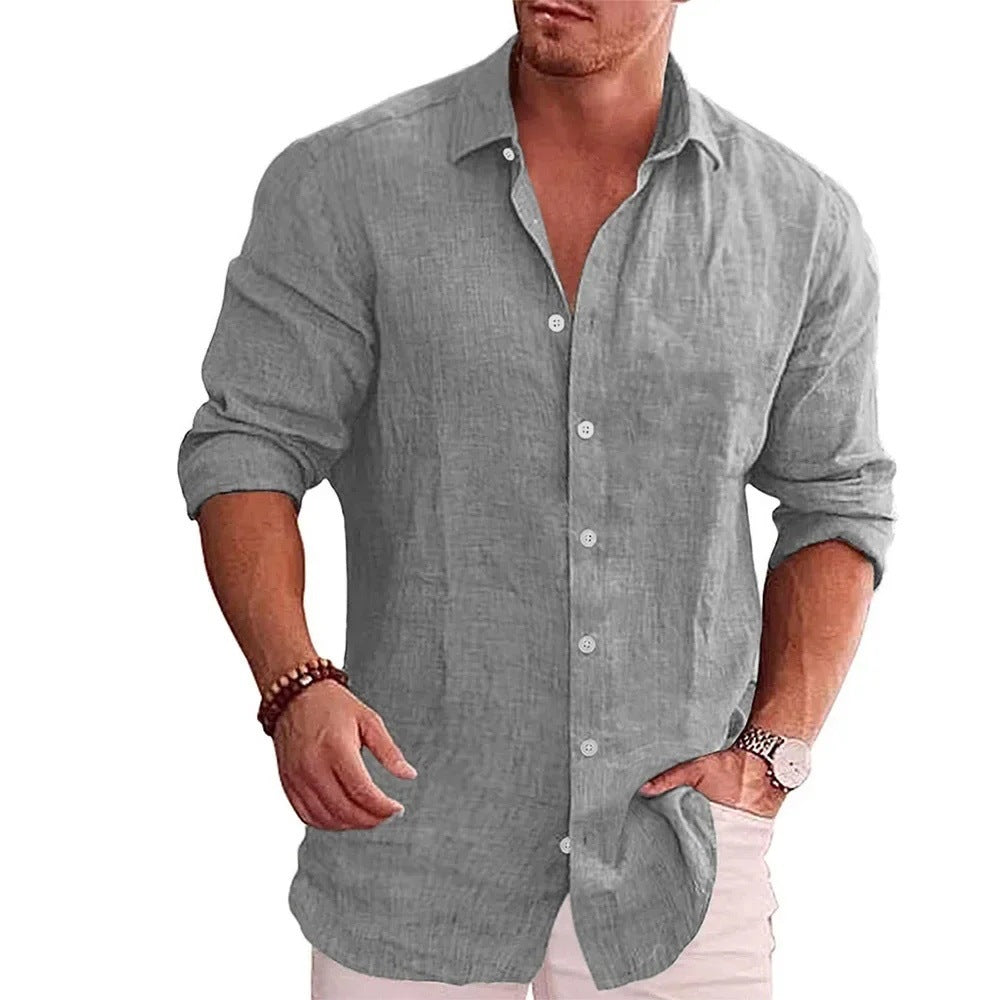 Casual Solid Color Shirt Slim Lapel