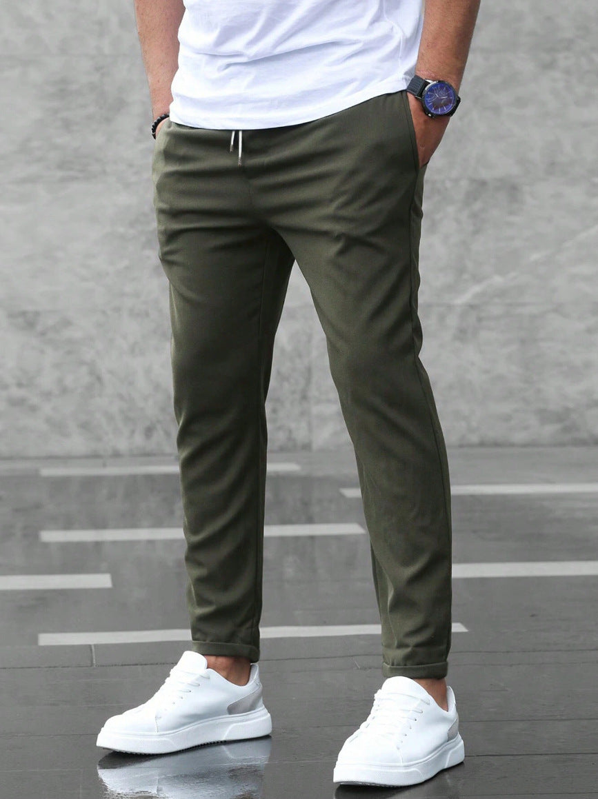 Slim fit dress pants with drawstring