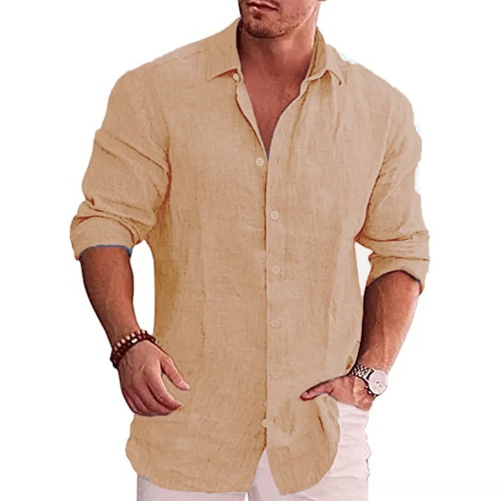 Casual Solid Color Shirt Slim Lapel