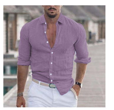 Long Sleeve Shirt With Button Casual Solid Color