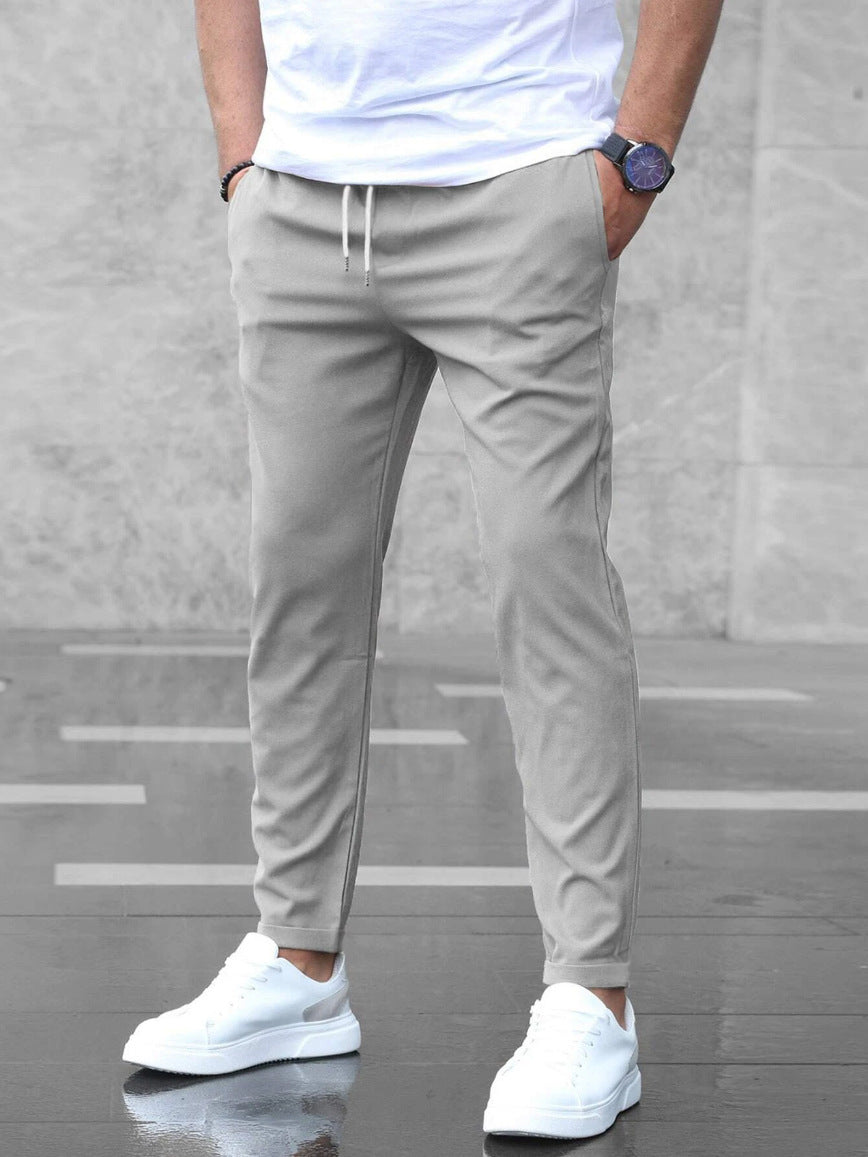 Slim fit dress pants with drawstring
