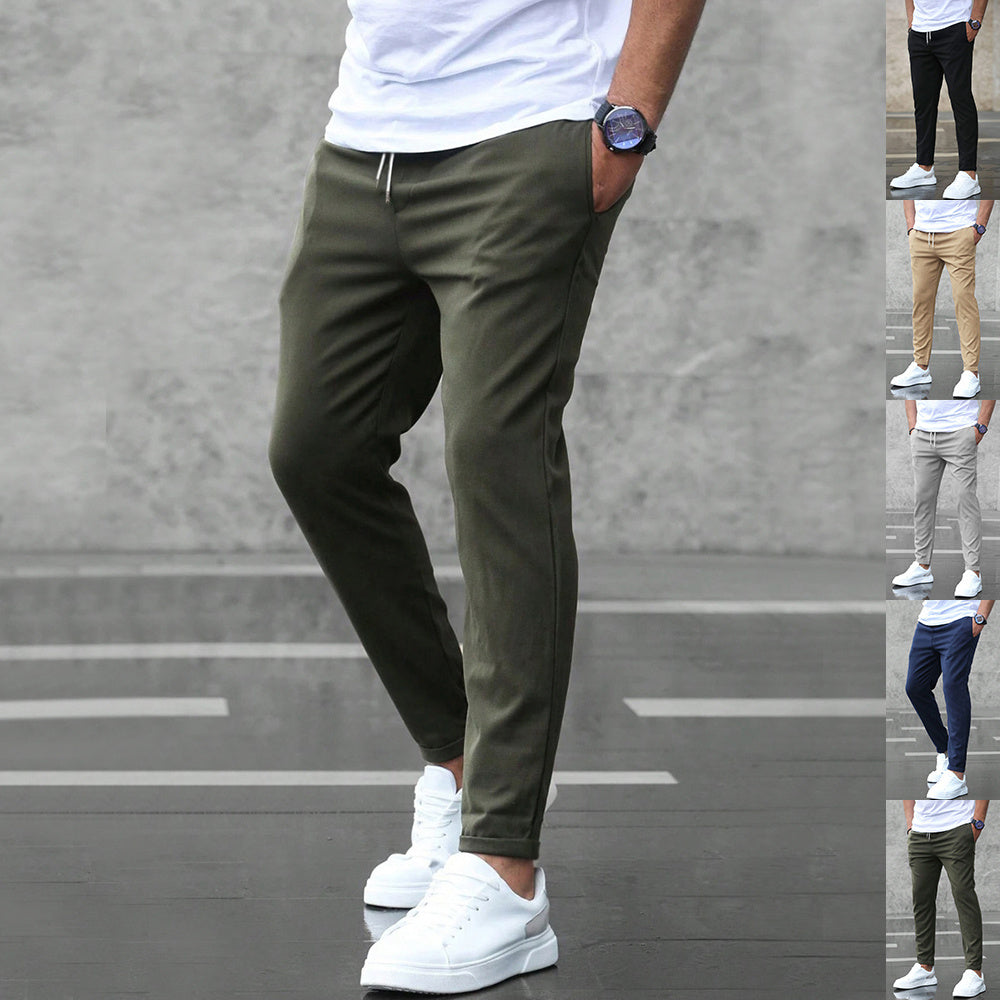 Slim fit dress pants with drawstring
