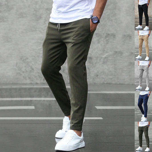 Slim fit dress pants with drawstring