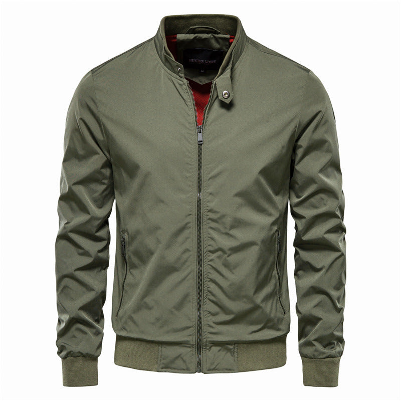Zippered jacket with high collar