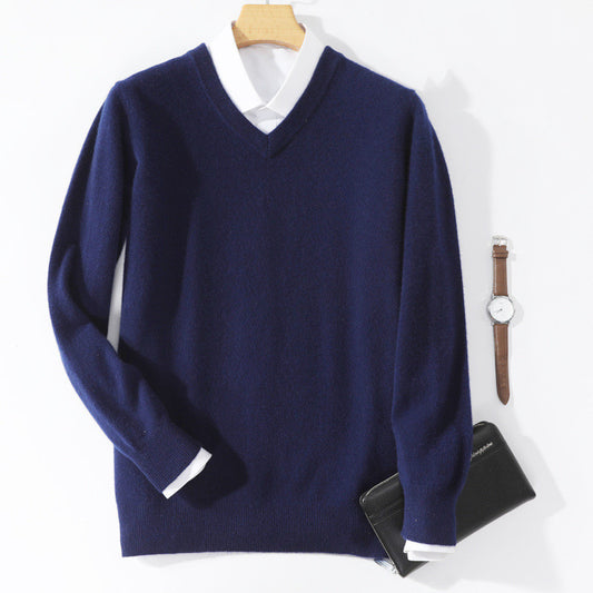 Round neck pure wool padded sweater