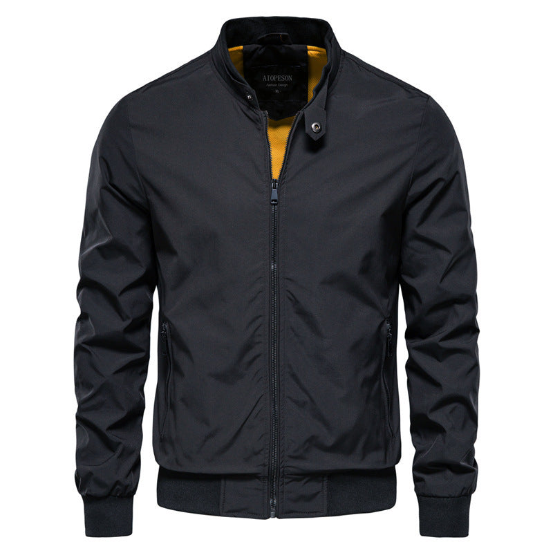 Zippered jacket with high collar