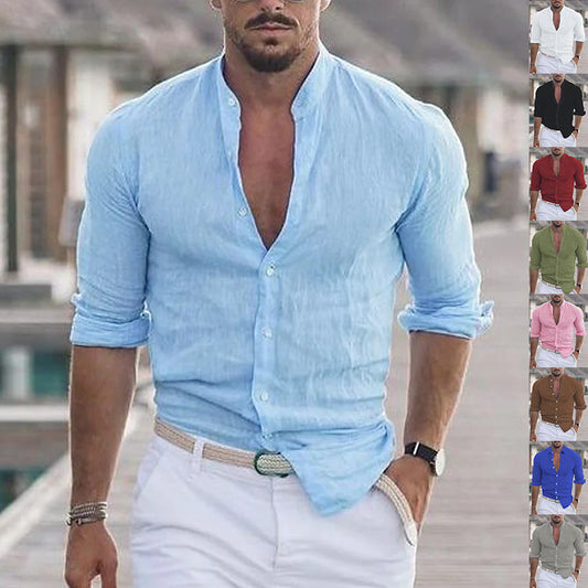 Long Sleeve Shirt With Button Casual Solid Color