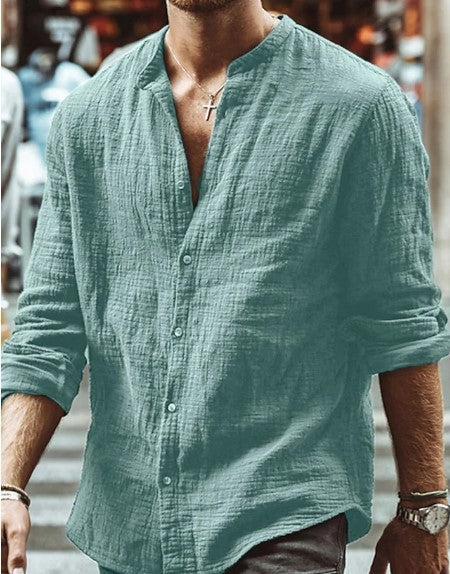 Long Sleeve Shirt With Button Casual Solid Color