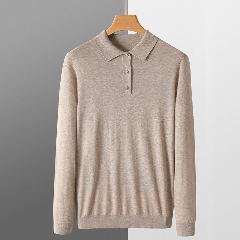 Polo Collar Loose Pure Color All-matching Woolen Sweater