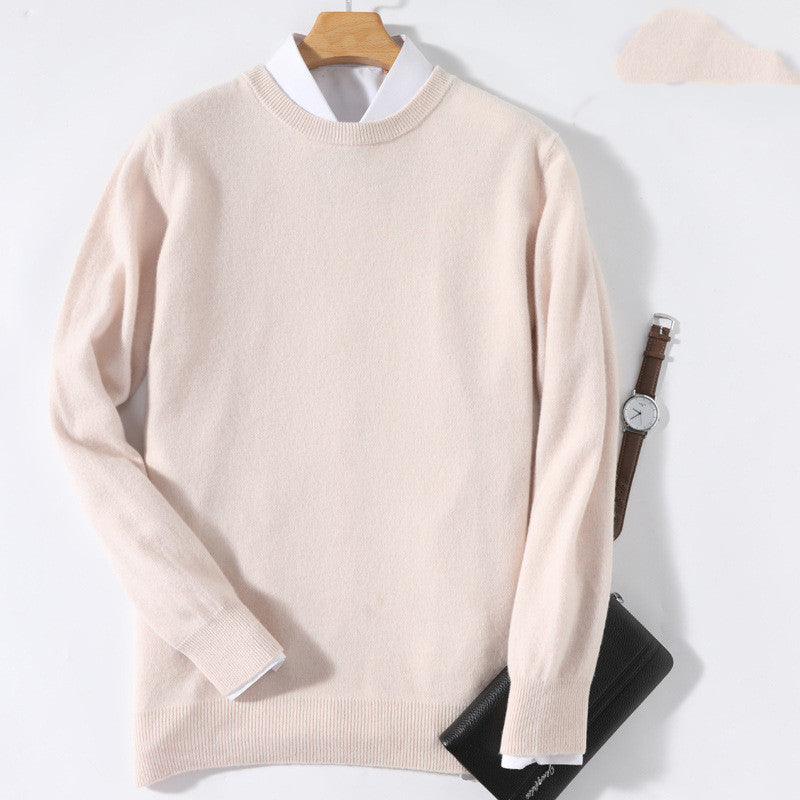 Round neck pure wool padded sweater
