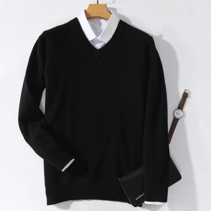Round neck pure wool padded sweater