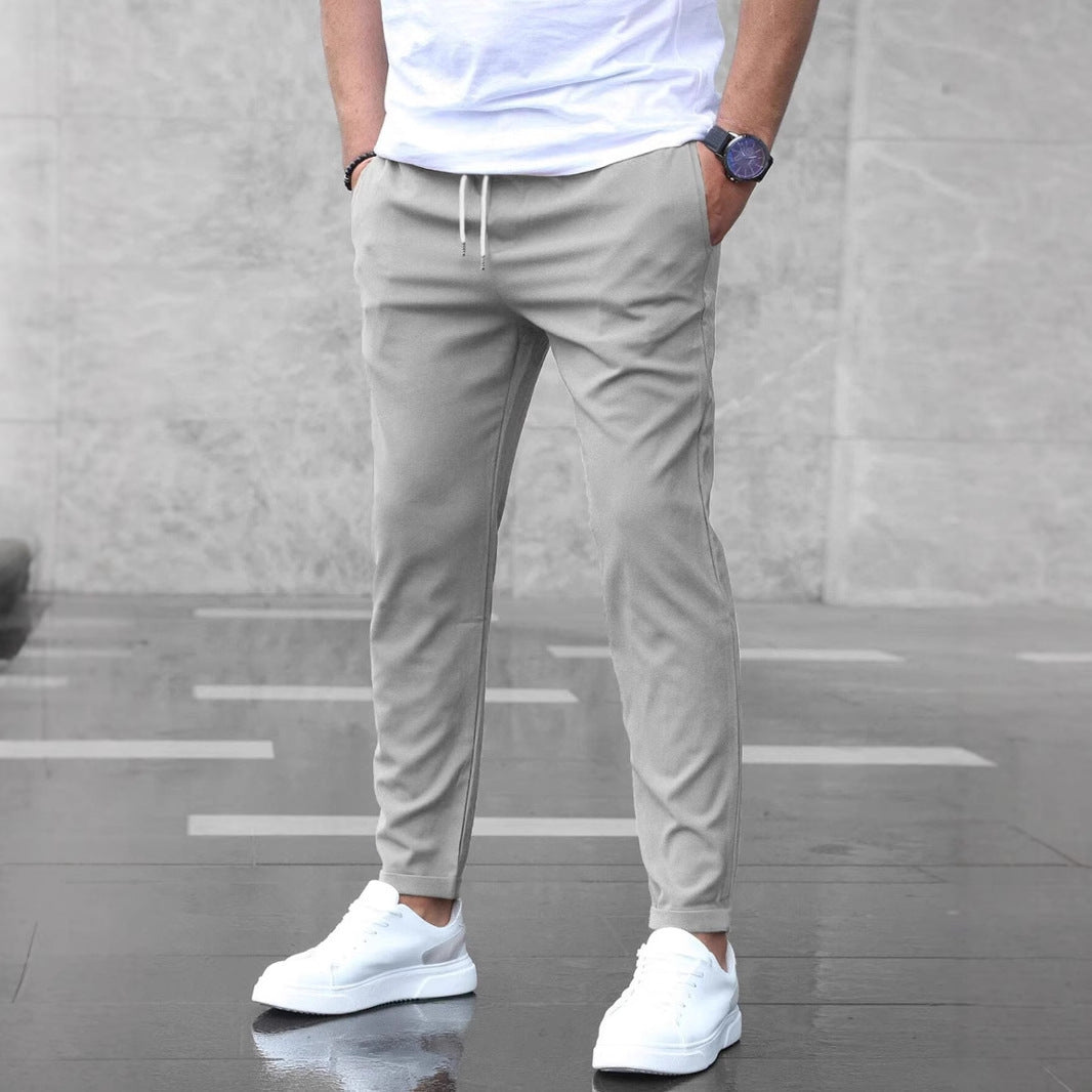Slim fit dress pants with drawstring