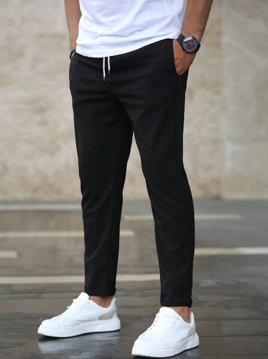 Slim fit dress pants with drawstring