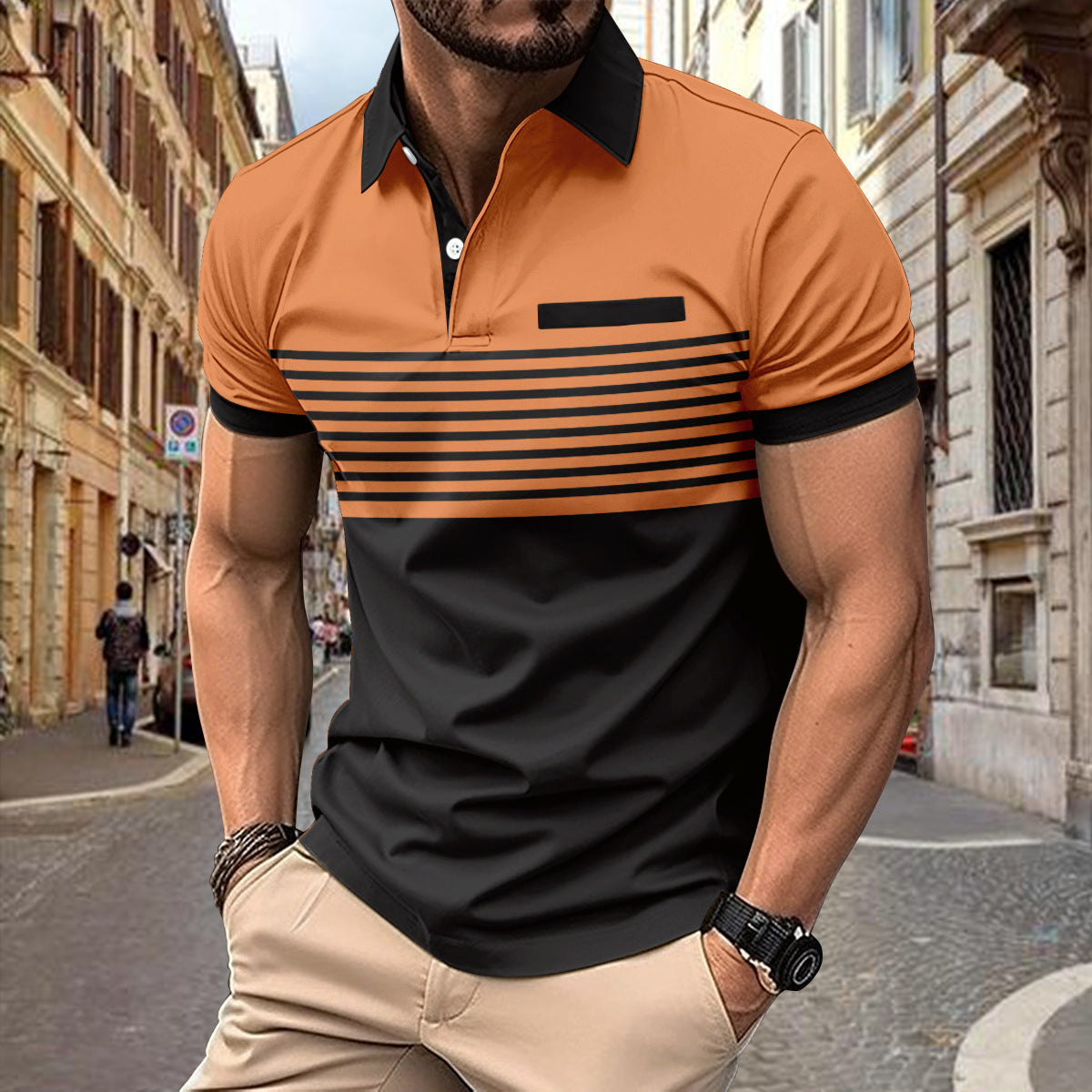 Casual Striped Polo Shirt