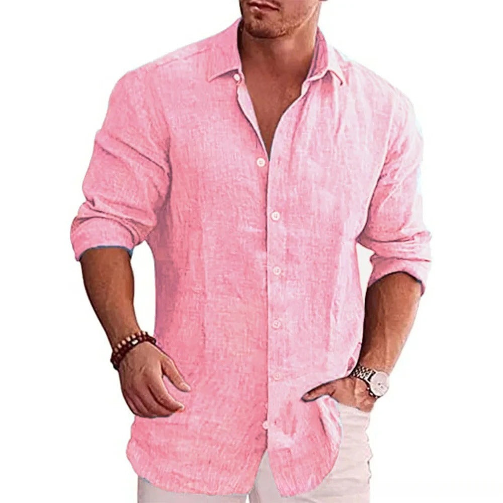 Casual Solid Color Shirt Slim Lapel
