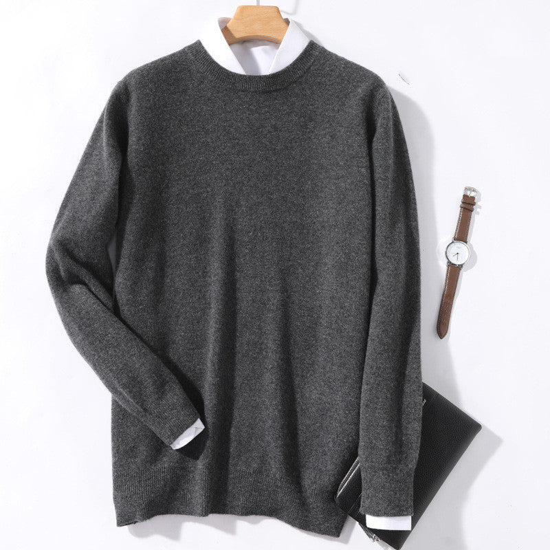 Round neck pure wool padded sweater