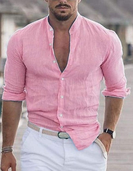 Long Sleeve Shirt With Button Casual Solid Color