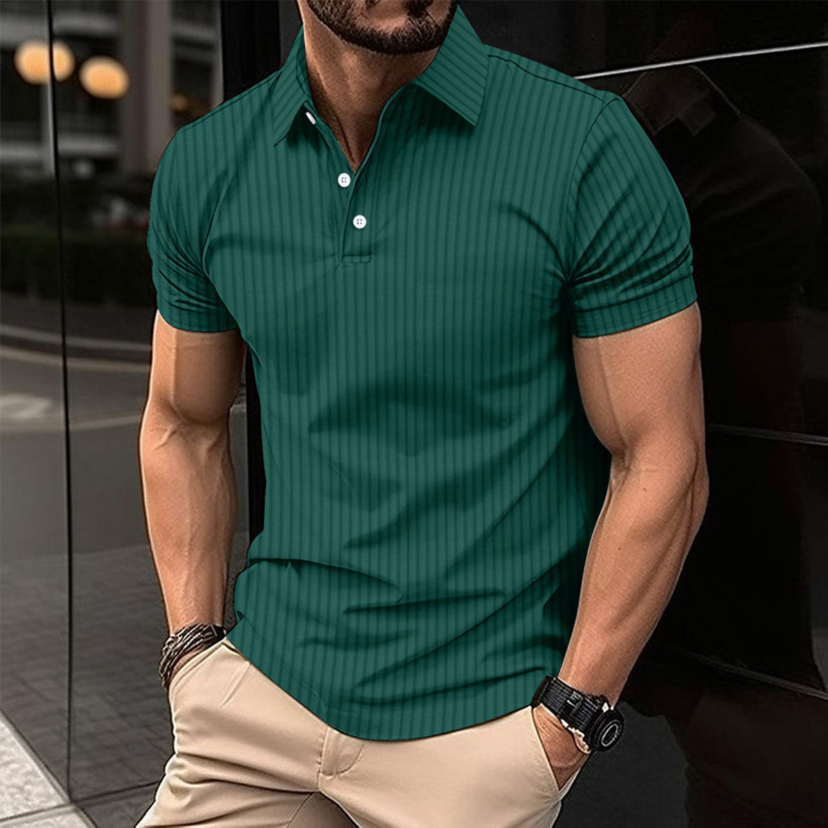 Elastic Vertical Polo Shirt