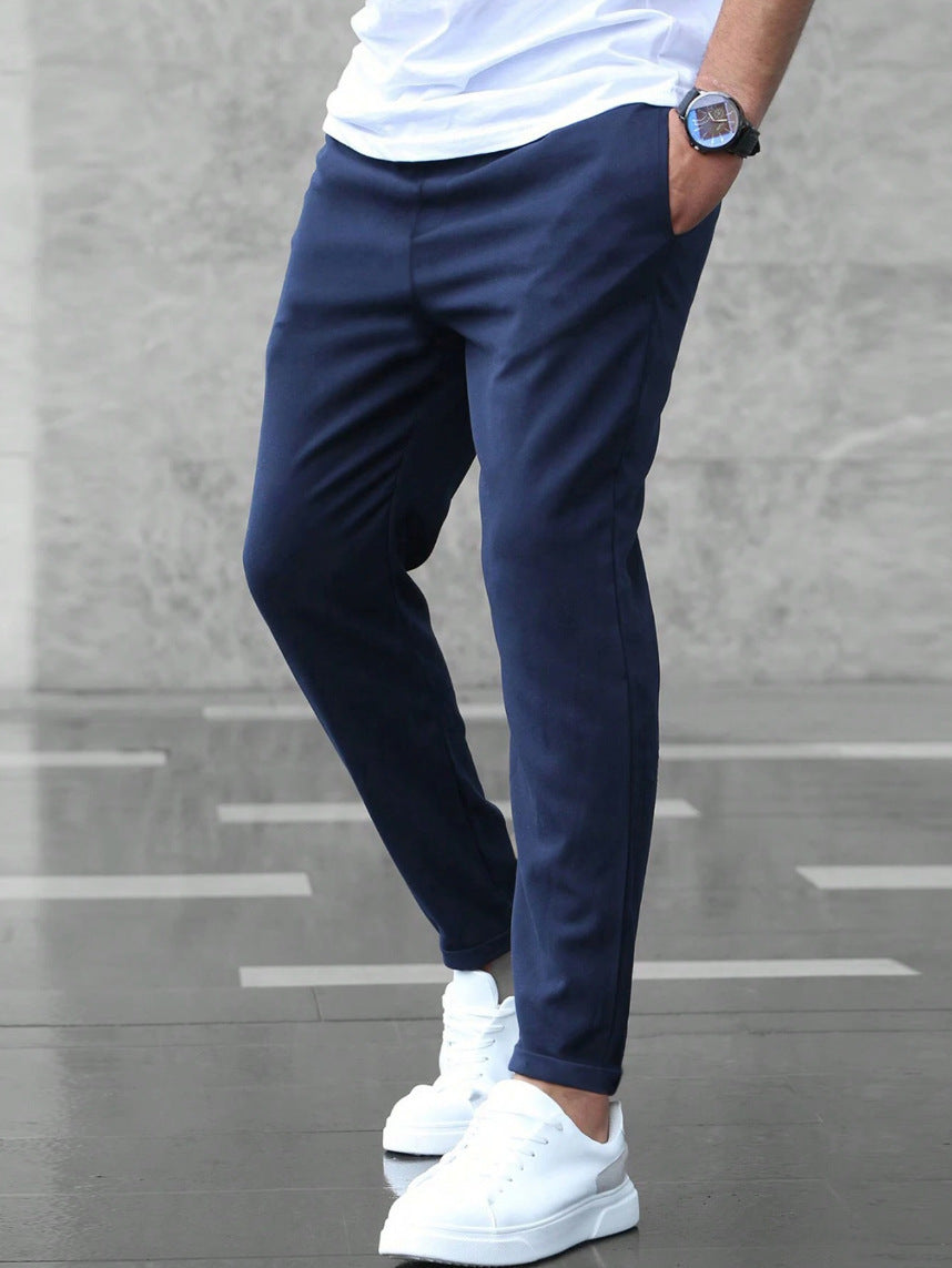 Slim fit dress pants with drawstring