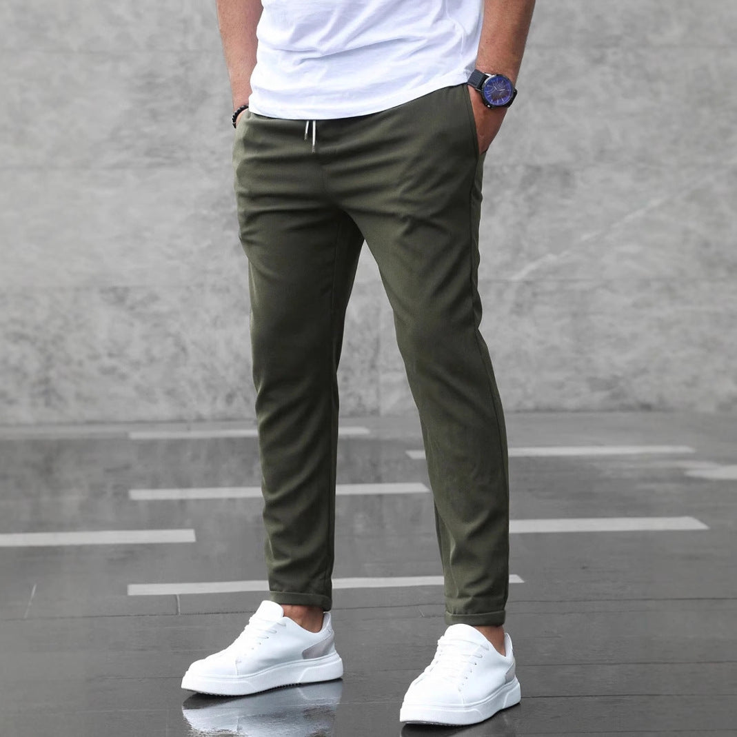 Slim fit dress pants with drawstring