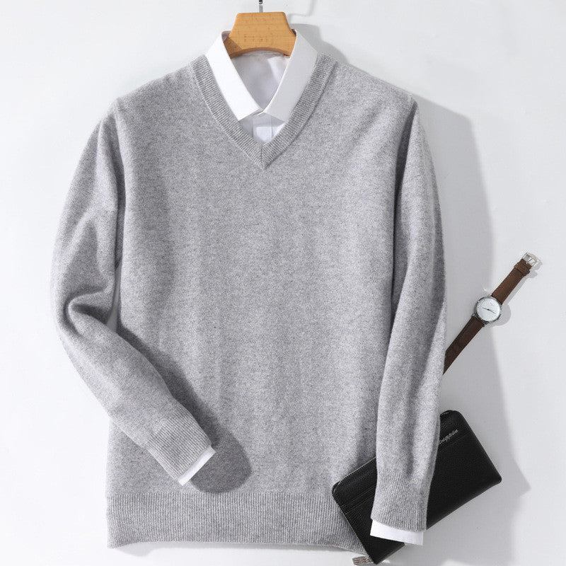 Round neck pure wool padded sweater