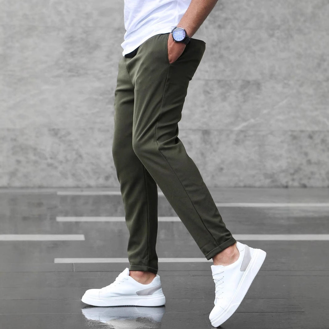 Slim fit dress pants with drawstring