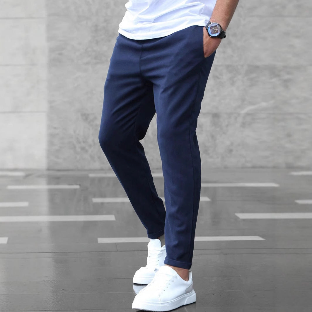 Slim fit dress pants with drawstring