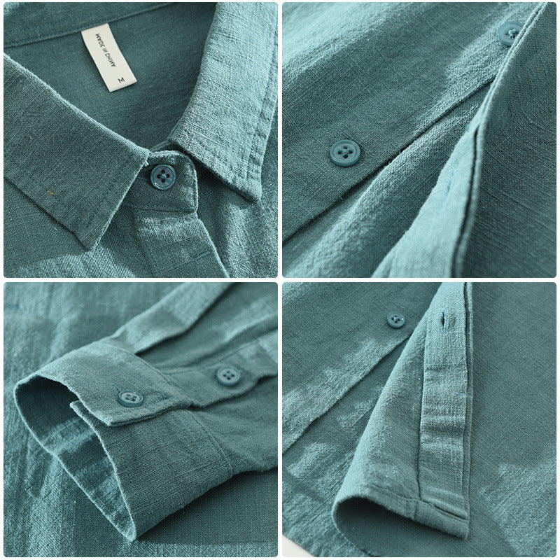 Loose linen blouse with long sleeves