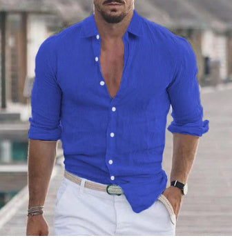 Long Sleeve Shirt With Button Casual Solid Color