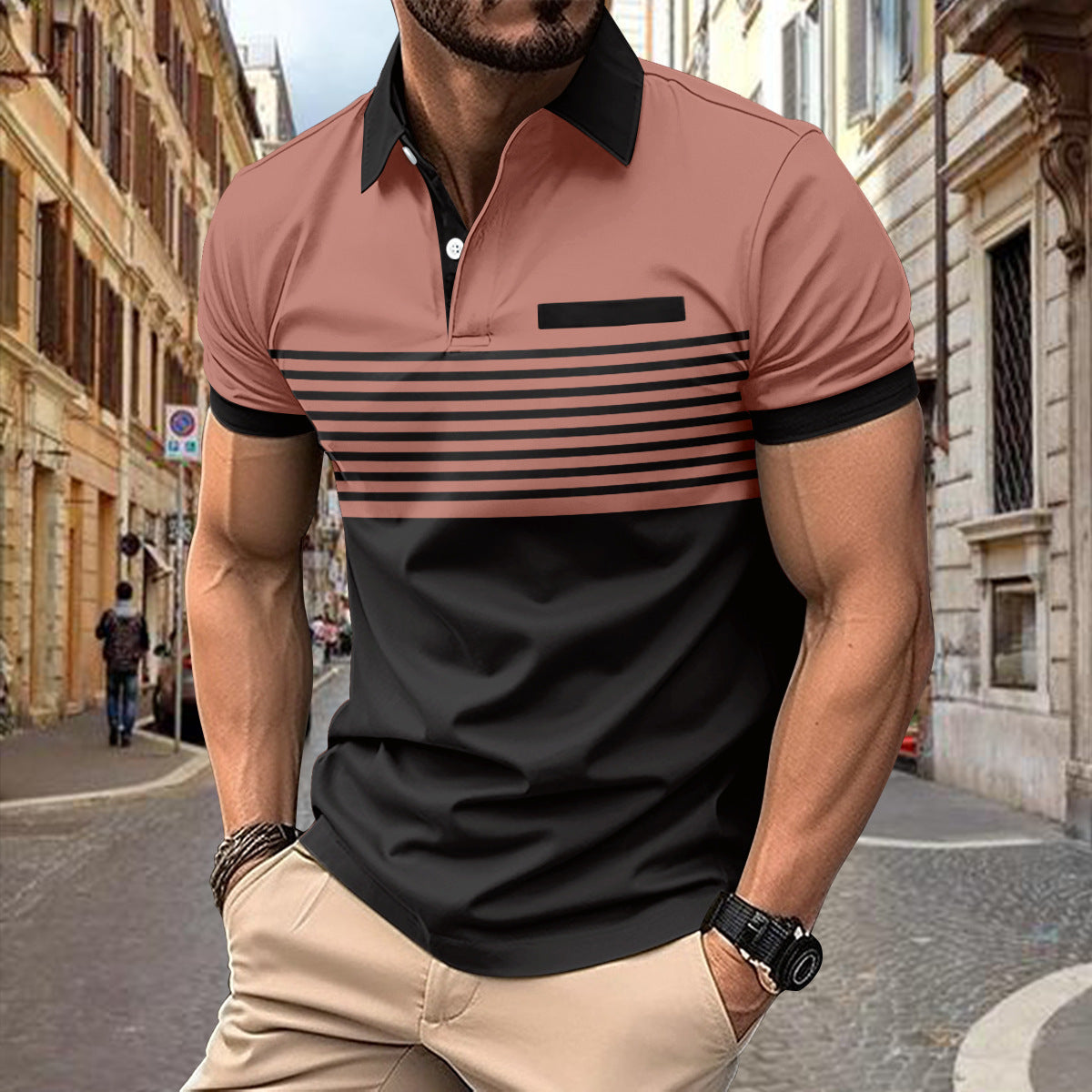 Casual Striped Polo Shirt