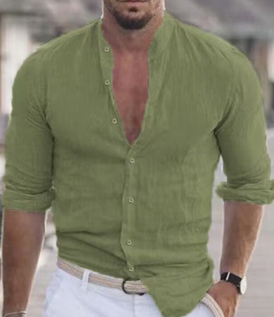 Long Sleeve Shirt With Button Casual Solid Color