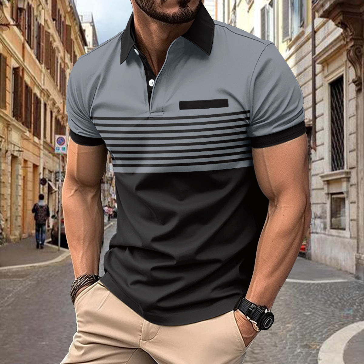 Casual Striped Polo Shirt