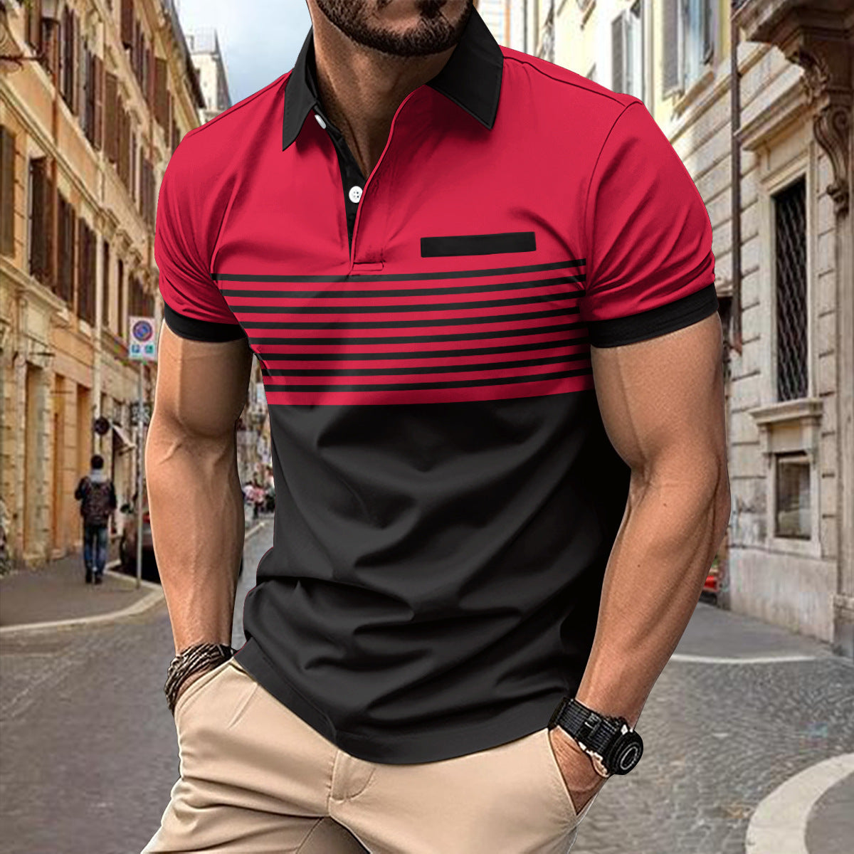 Casual Striped Polo Shirt