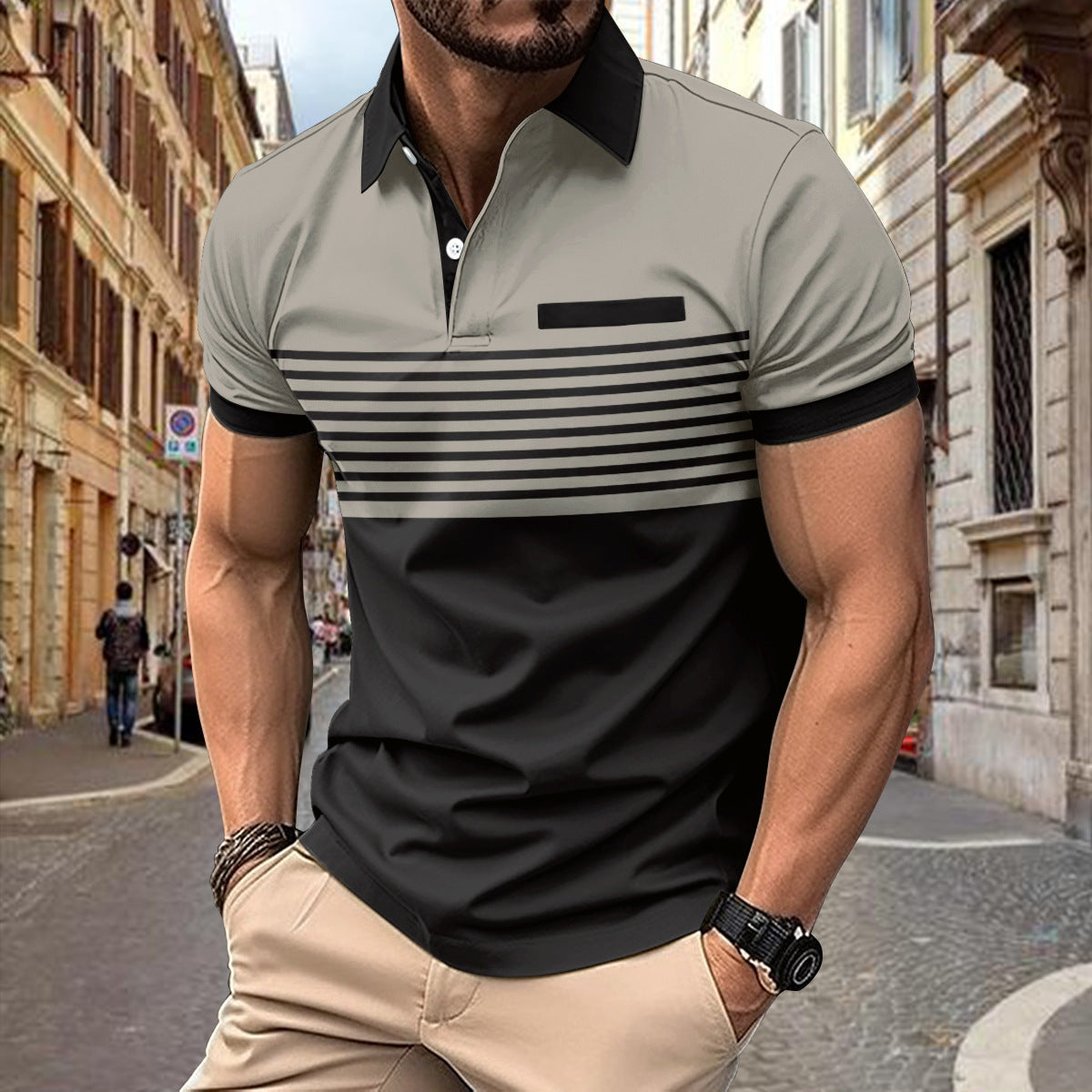 Casual Striped Polo Shirt