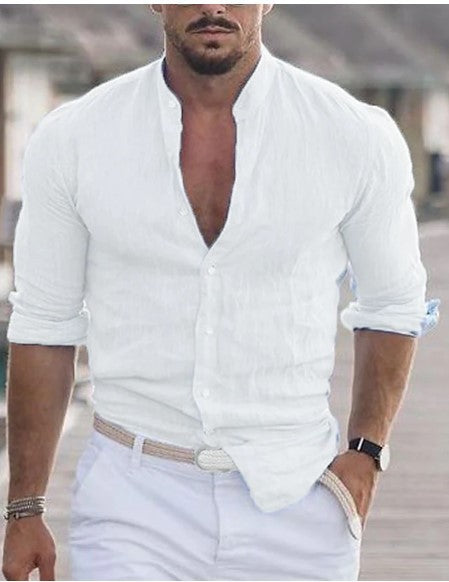 Long Sleeve Shirt With Button Casual Solid Color