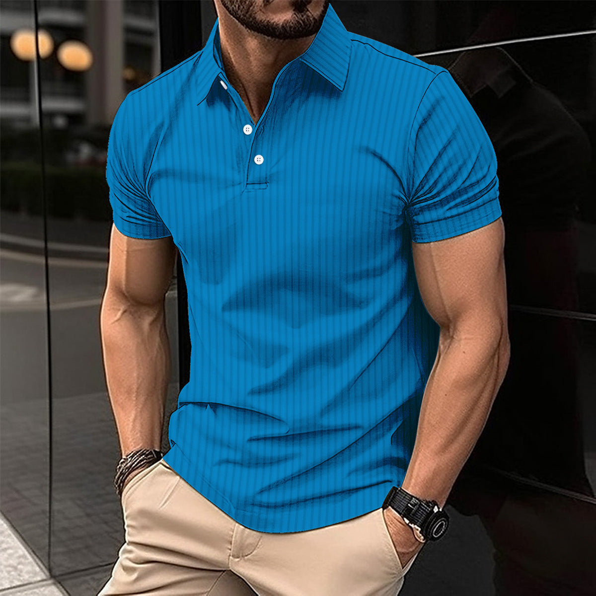 Elastic Vertical Polo Shirt