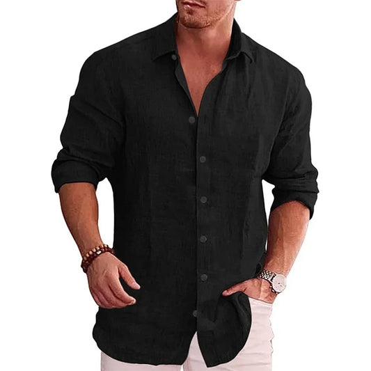 Casual Solid Color Shirt Slim Lapel