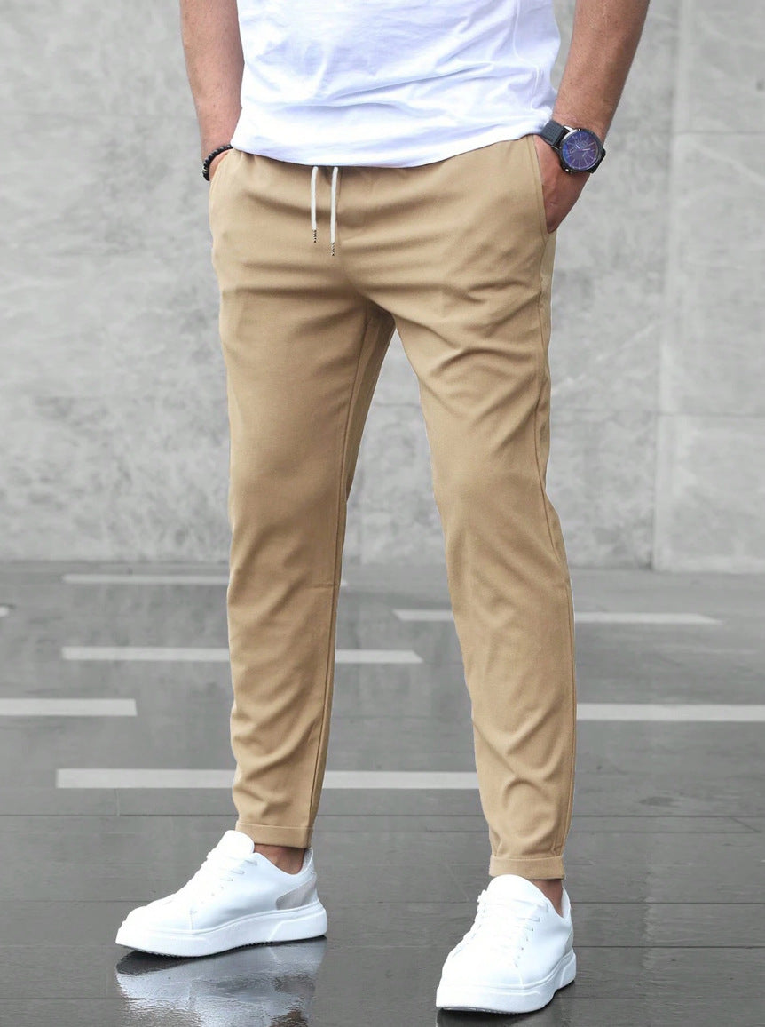 Slim fit dress pants with drawstring