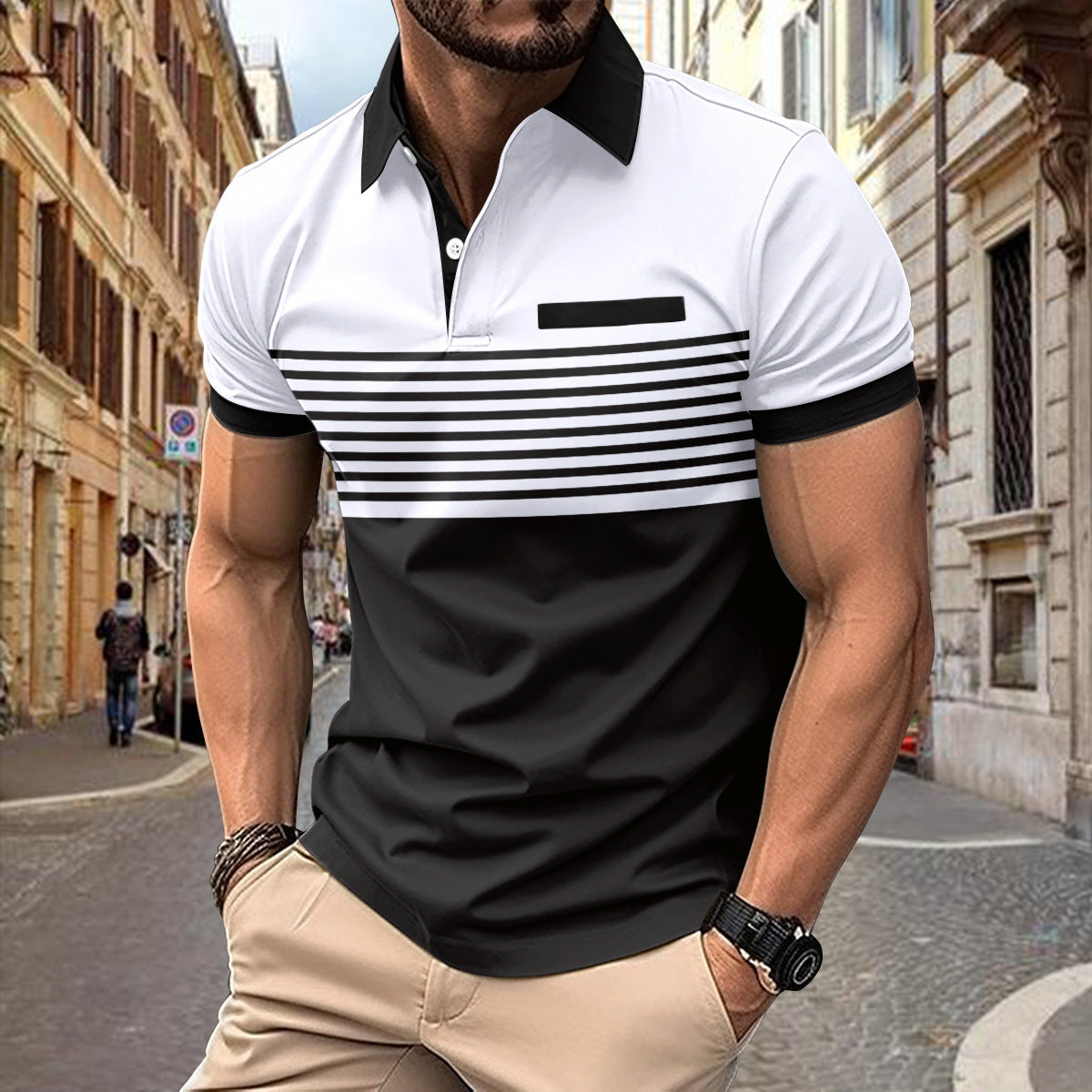 Casual Striped Polo Shirt