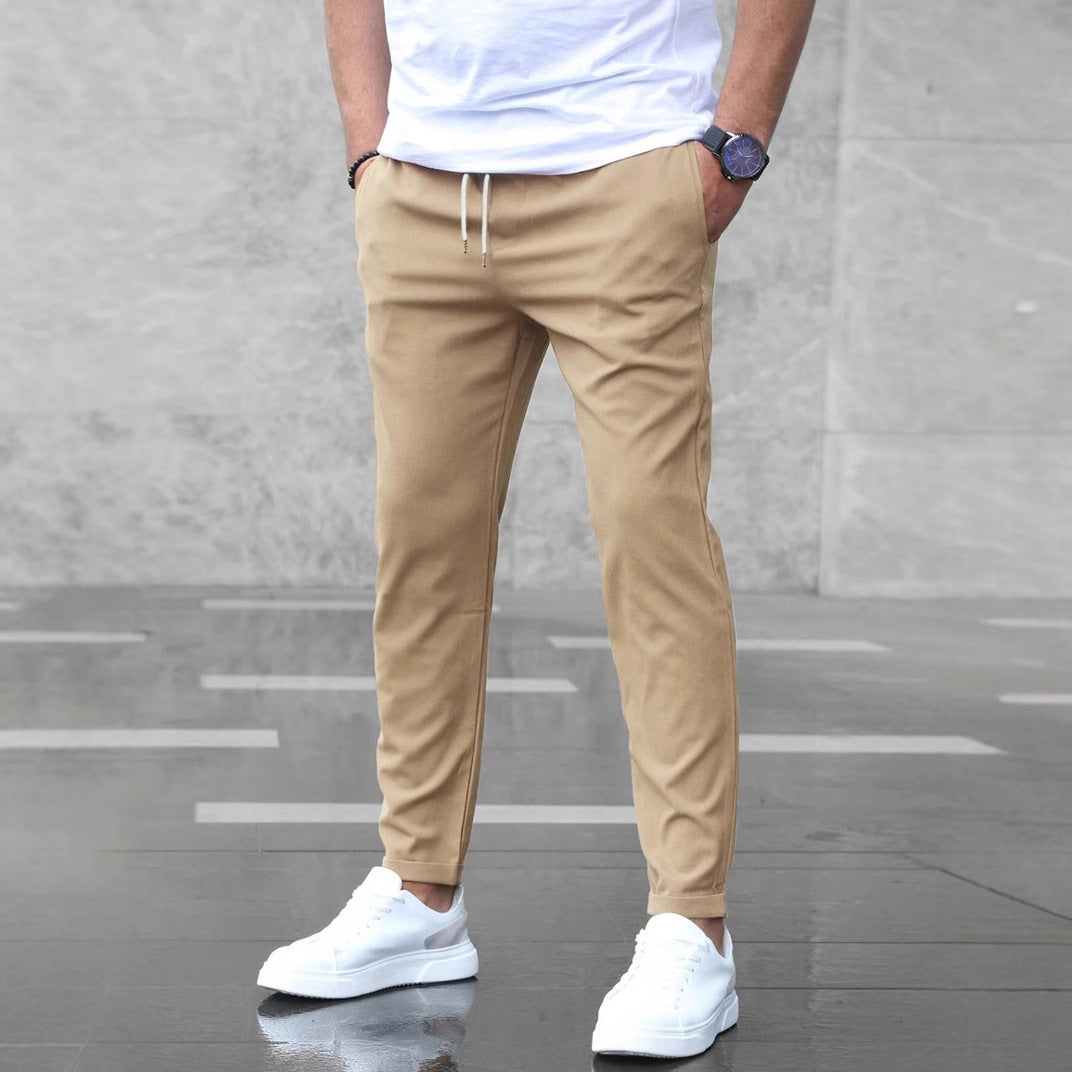 Slim fit dress pants with drawstring